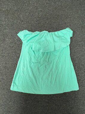 Lilly Pulitzer ruffled strapless top teal green sun dress size small